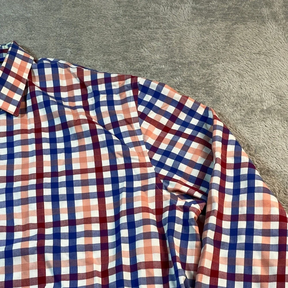 Banana Republic Classic‎ Fit Button Down Shirt Plaid Non Iron XL Men's Red Blue